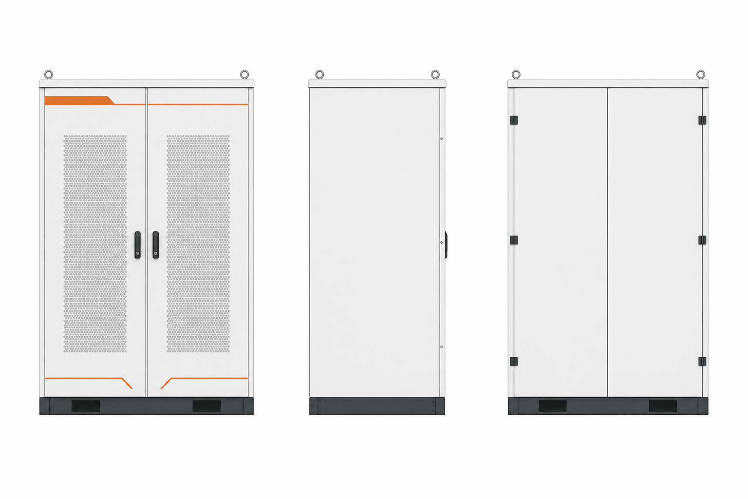 Cabinet front / side / rear orthographic views (demo)