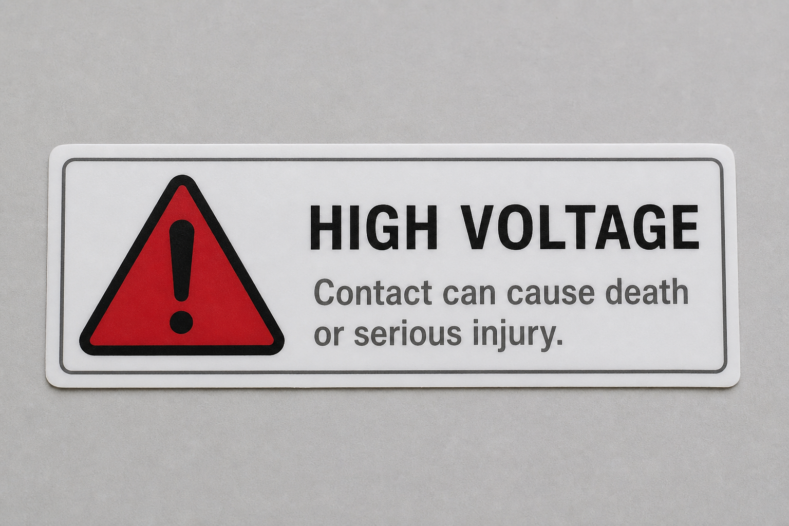 High-voltage warning label — English (demo)