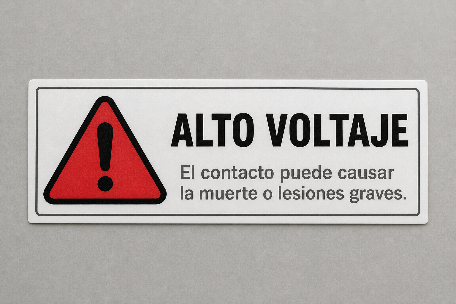 High-voltage warning label — Spanish (demo)