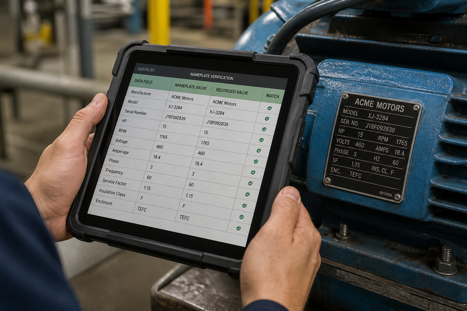 Nameplate field verification on tablet (demo)