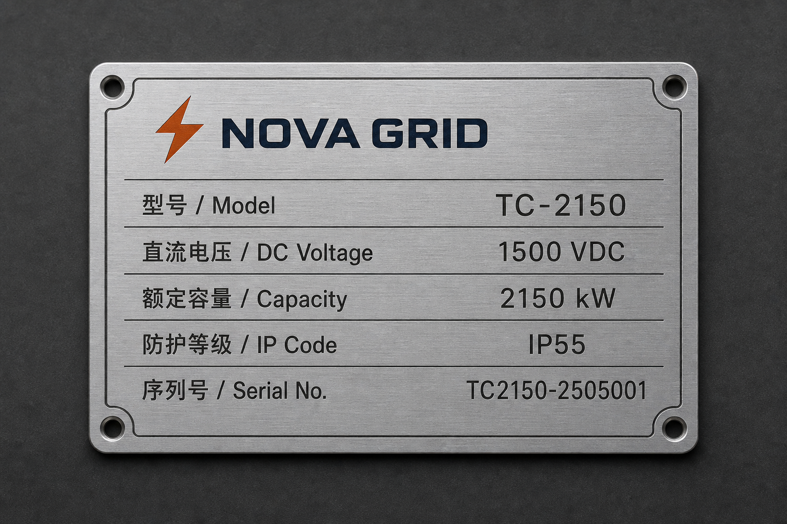 Nameplate with NOVA GRID mark (demo)