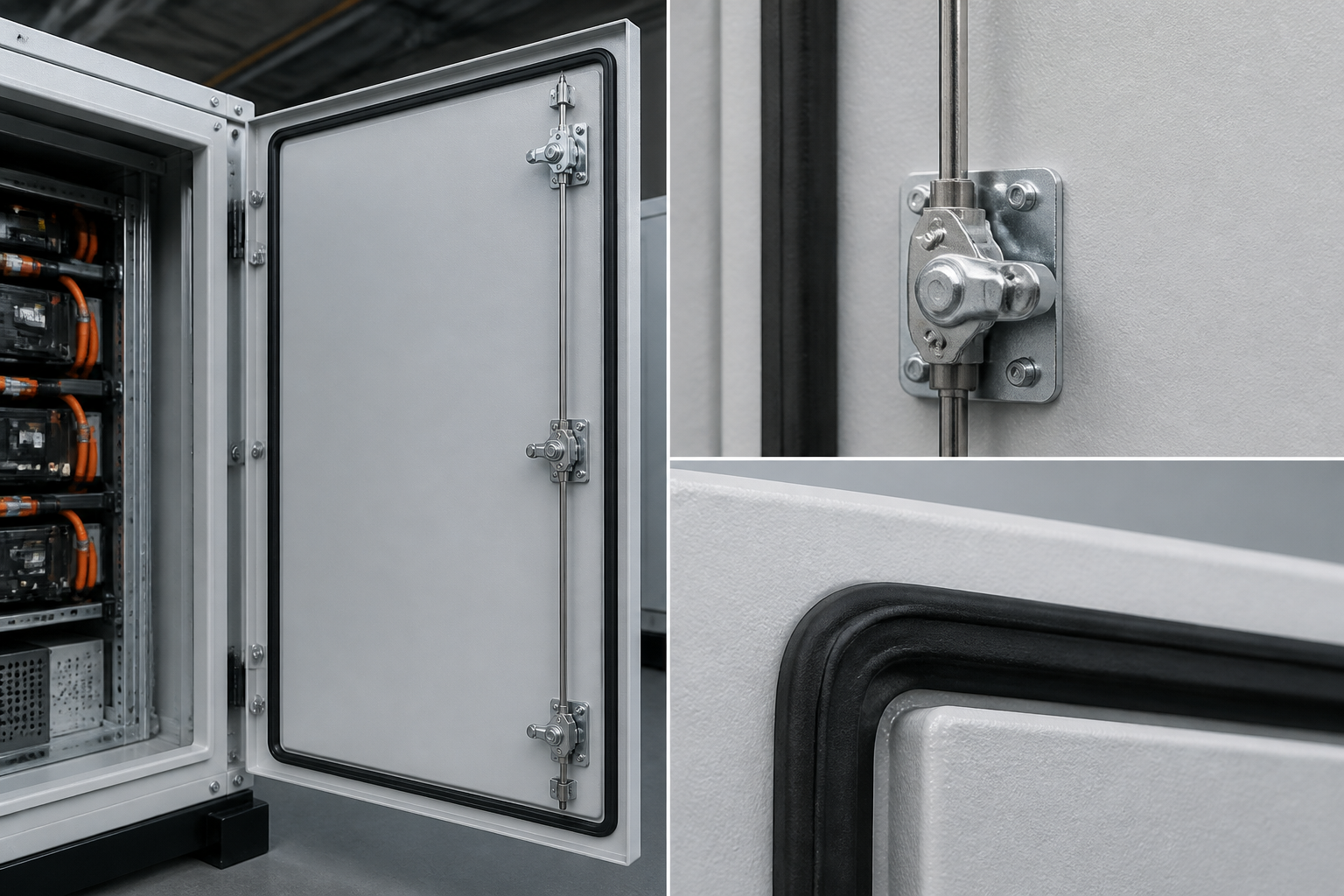 Cabinet door sealing, gasket and IP detail