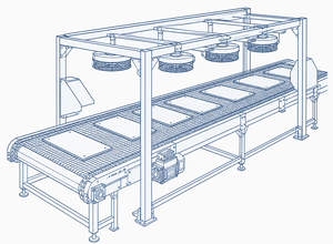 Cooling and handling conveyor schematic (demo)