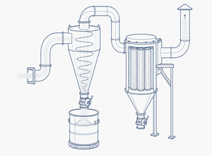 Powder recovery cyclone schematic (demo)