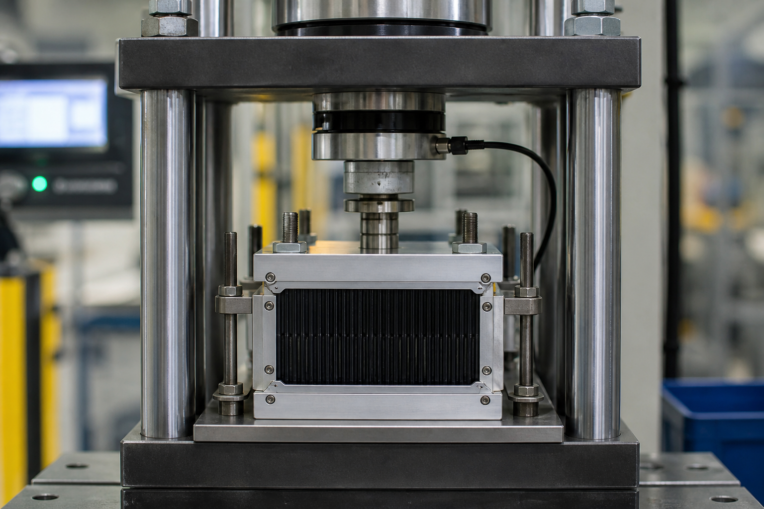 Hydraulic preload press with load-cell logging
