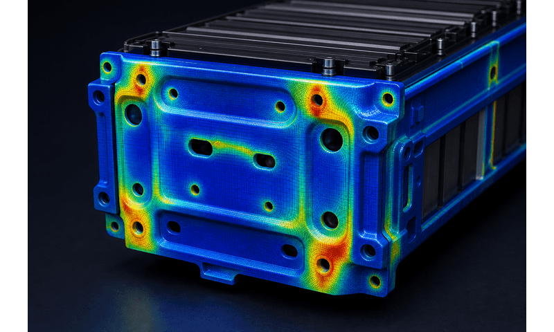 Structural FEA stress heatmap on module frame