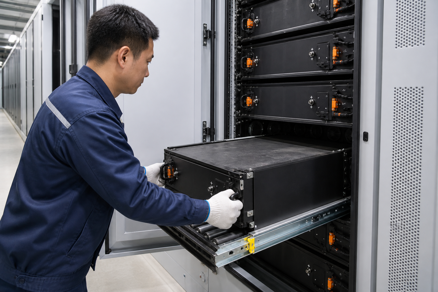 Module sliding into Rack bay envelope