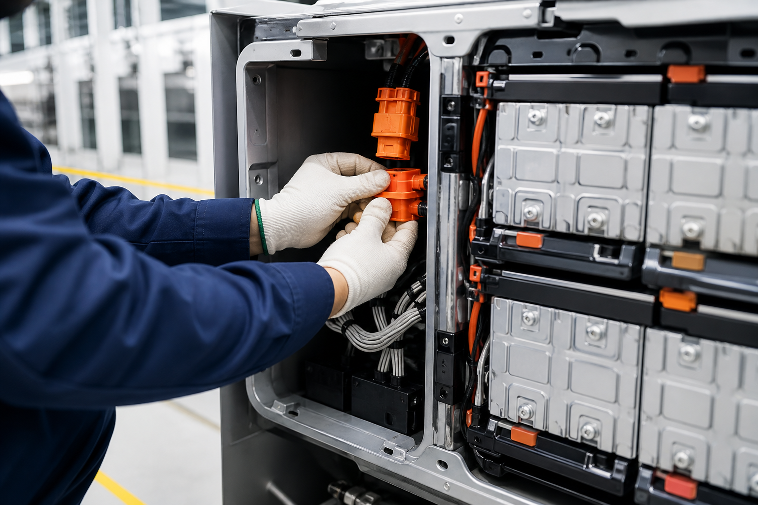 HV/LV harness mating in Rack bay