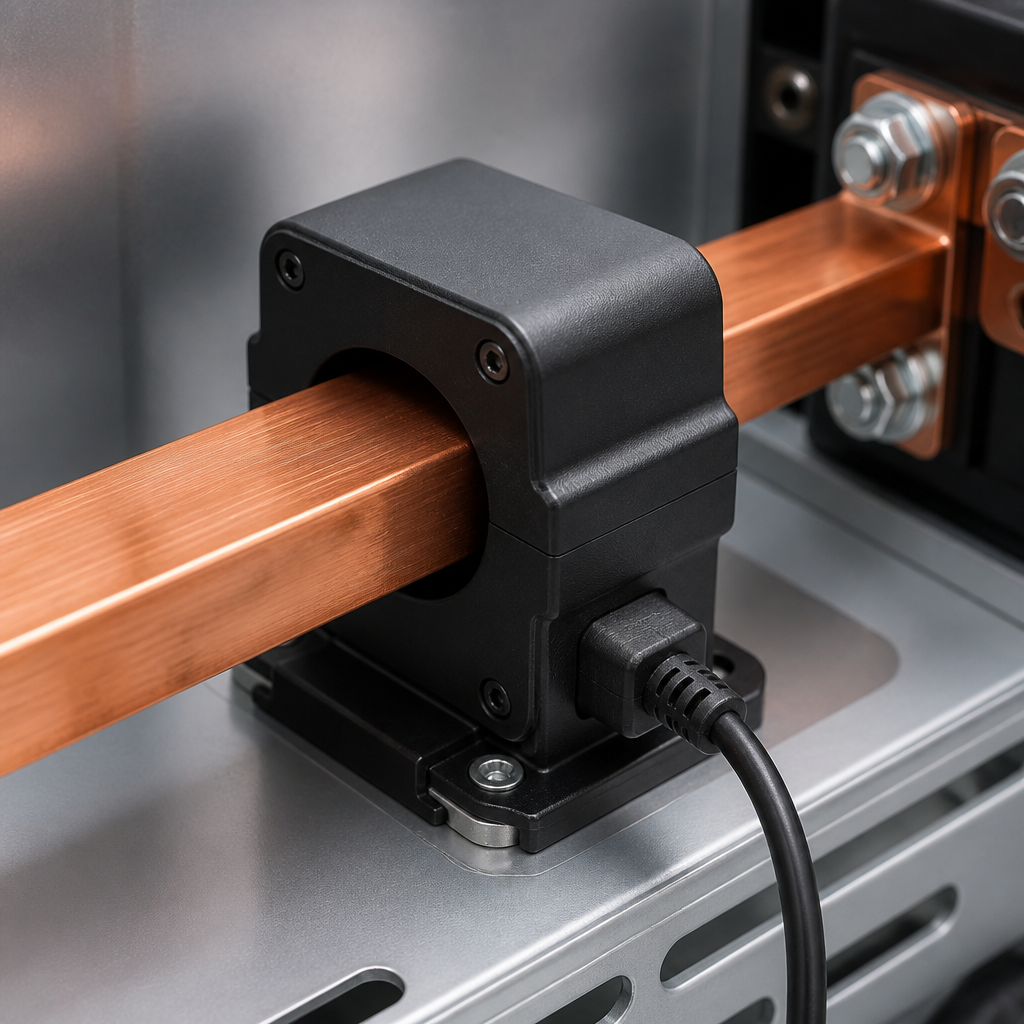 Hall current sensor on module busbar