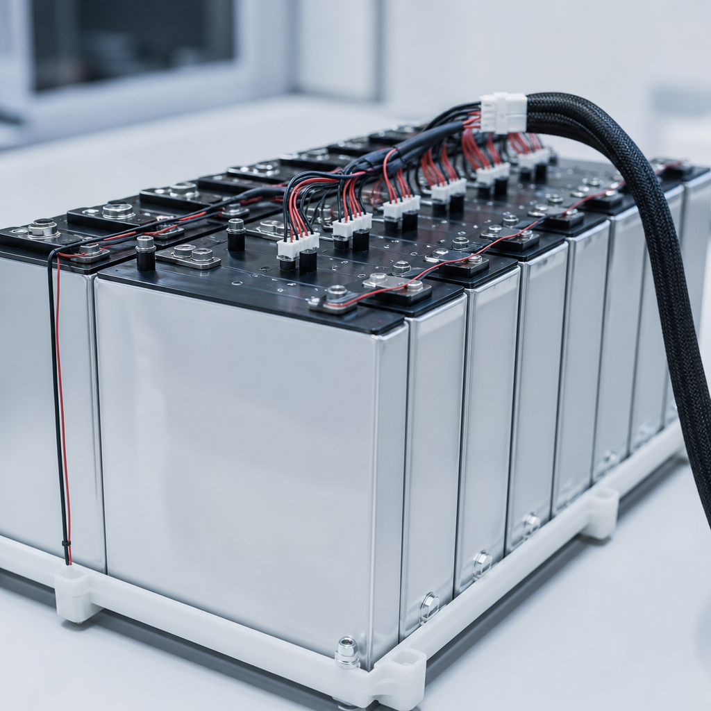 Cell voltage sense taps on series prismatic cells