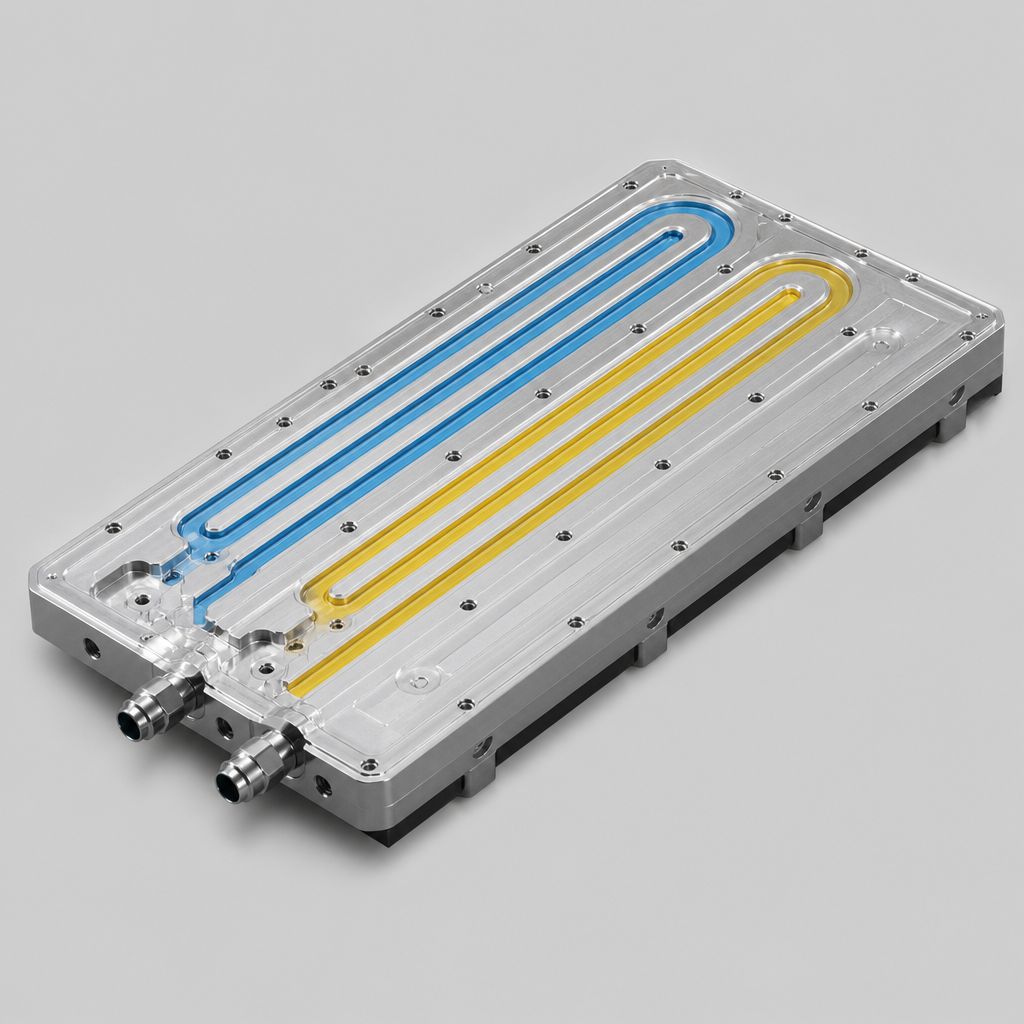 Aluminum liquid cooling plate with dual flow channels